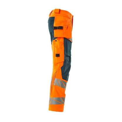 Nadrág függő zsebekkel, ULTIMATE STRETCH nadrág, hi-vis narancssárga/sötét petróleum