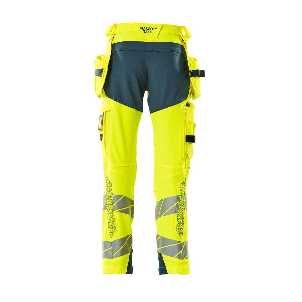 Nadrág függőzsebekkel, ULTIMATE STRETCH nadrág, hi-vis sárga/sötét petróleum