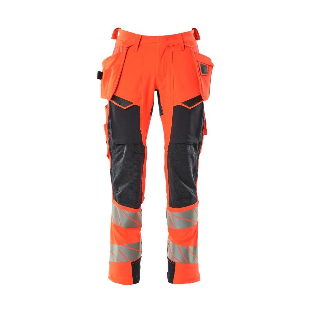 Nadrág függőzsebekkel, ULTIMATE STRETCH nadrág, Hi-Vis piros/fekete-kék