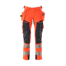 Nadrág függőzsebekkel, ULTIMATE STRETCH nadrág, Hi-Vis piros/fekete-kék