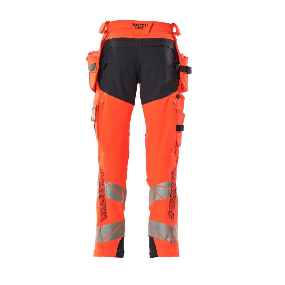 Nadrág függőzsebekkel, ULTIMATE STRETCH nadrág, Hi-Vis piros/fekete-kék