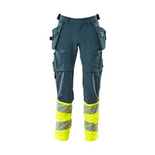 Nadrág függő zsebekkel, ULTIMATE STRETCH nadrág, sötét petroléter/hi-vis sárga