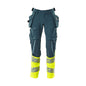 Nadrág függő zsebekkel, ULTIMATE STRETCH nadrág, sötét petroléter/hi-vis sárga