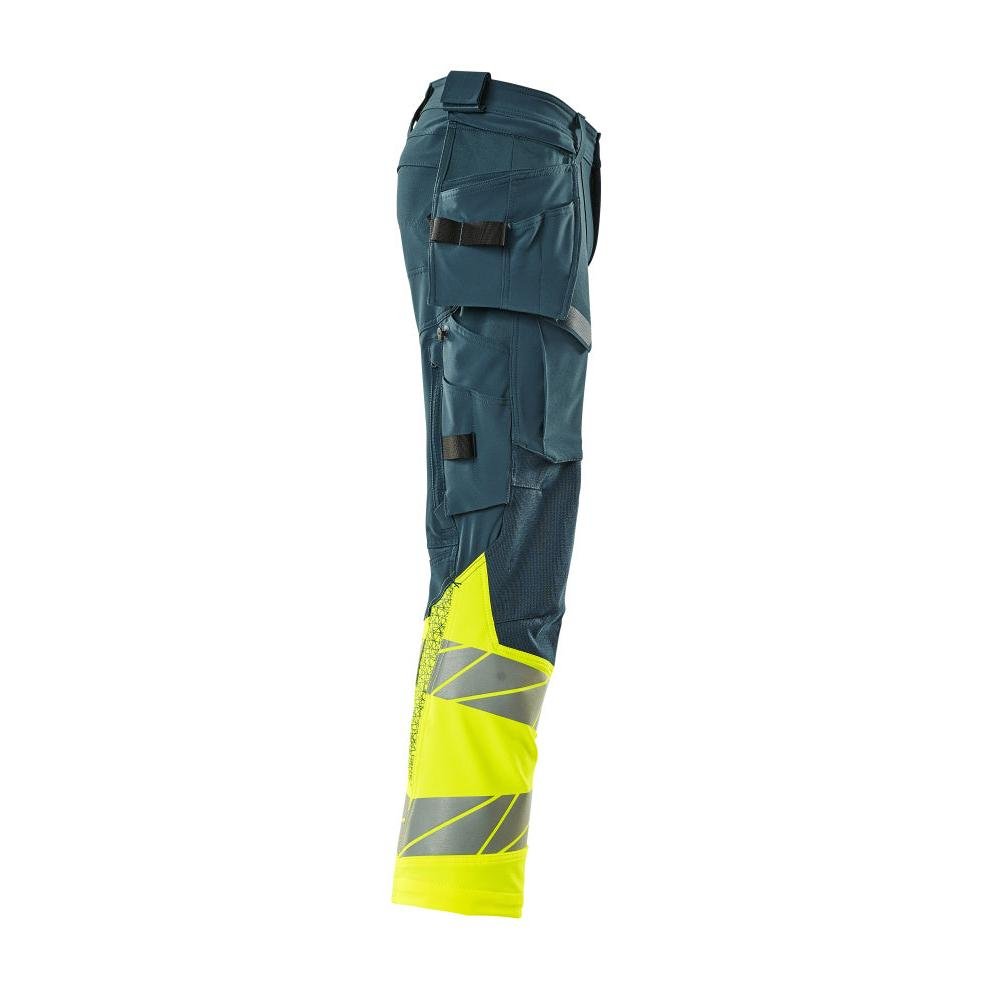 Nadrág függő zsebekkel, ULTIMATE STRETCH nadrág, sötét petroléter/hi-vis sárga