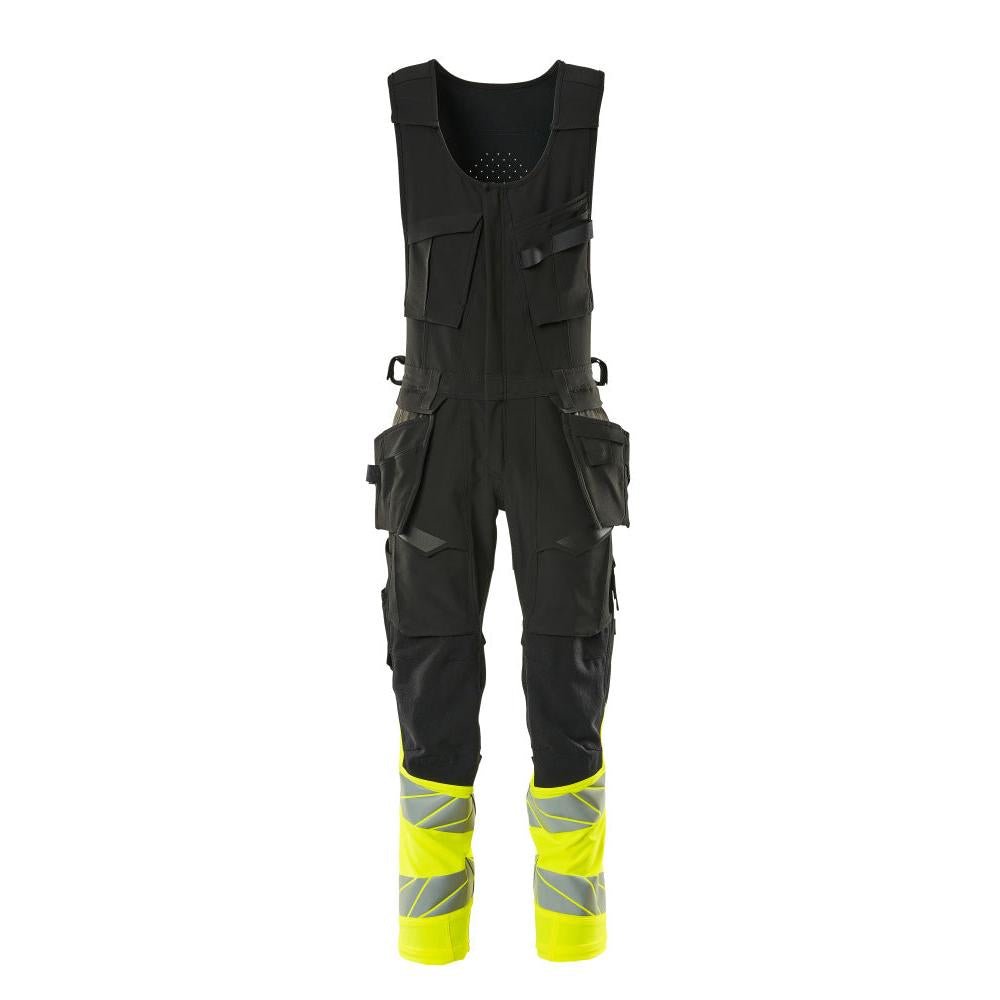 Kombinált nadrág, függő zsebek, ULTIMATE STRETCH kombinált nadrág, fekete/hi-vis sárga