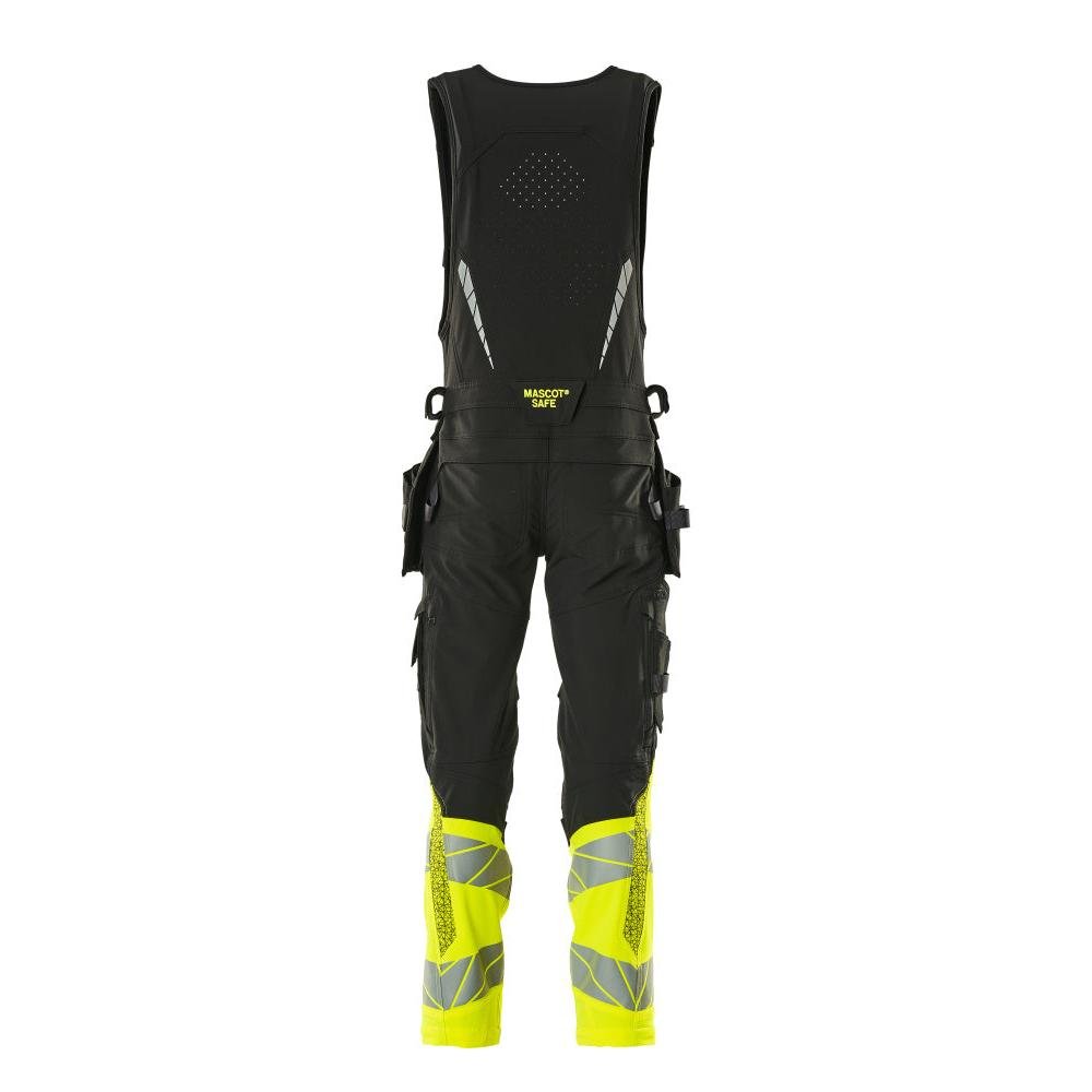 Kombinált nadrág, függő zsebek, ULTIMATE STRETCH kombinált nadrág, fekete/hi-vis sárga
