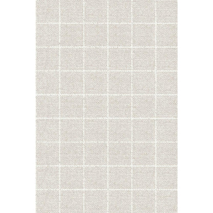 A Duni GmbH 40 x 60 cm 1/4 hajtású Dunilin szalvétáinak közeli felvétele világos bézs anyagot mutat fehér rácsmintával, amely elegáns szerkezetével tökéletes a kiváló minőségű szalvétákhoz és stílusos asztali dekorációhoz.