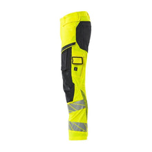 Nadrág térdzsebekkel, ULTIMATE STRETCH nadrág, hi-vis sárga/fekete-kék