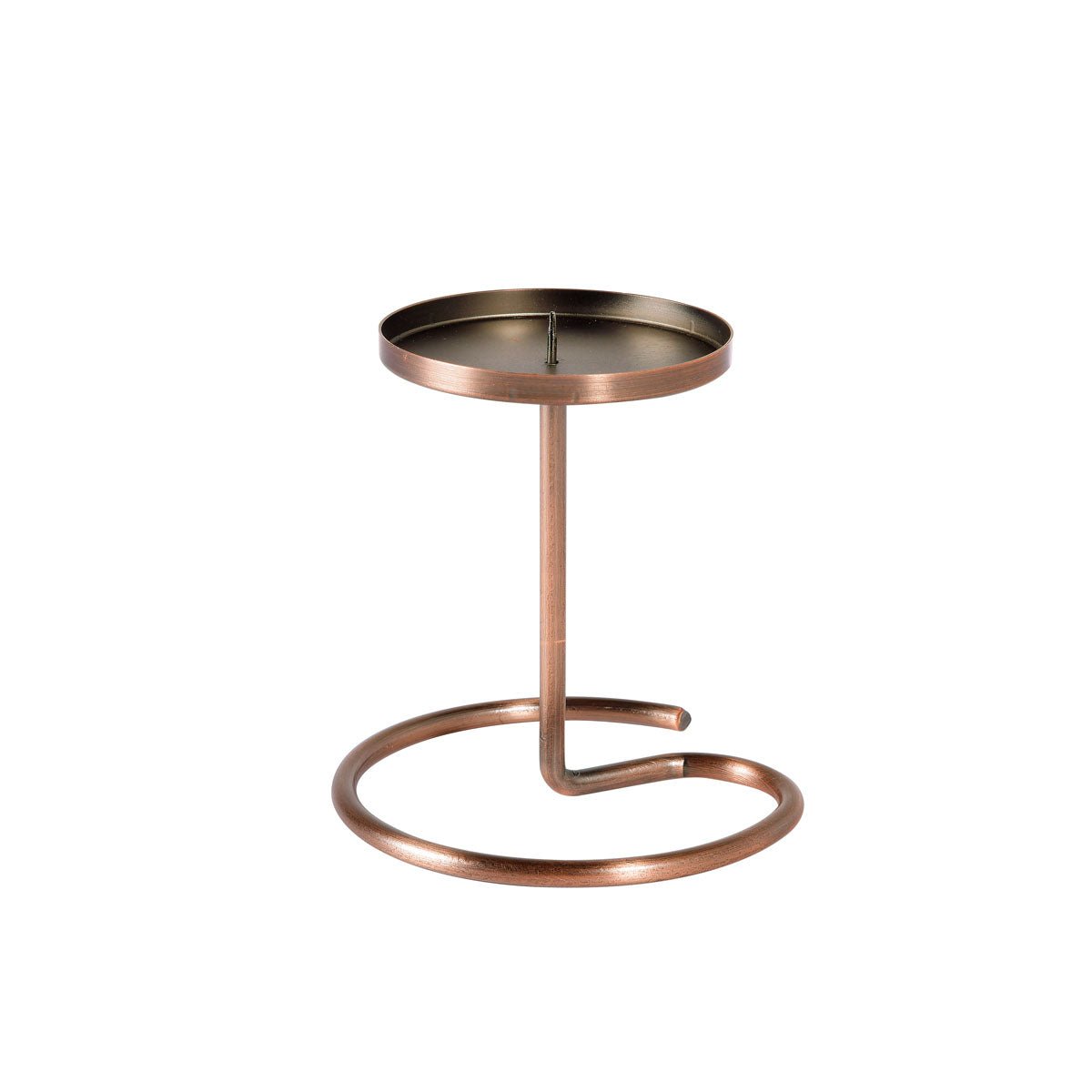 A Swirl 100 x 100 mm rusztikus fém a Duni GmbH-tól egy kis, kerek fém kisasztal, emelt peremmel, bronz színű felülettel és egyedi, kerek alappal. Egyetlen függőleges rúdja révén dizájnja dekoratív akcentusként bájt kölcsönöz minden helyiségnek.