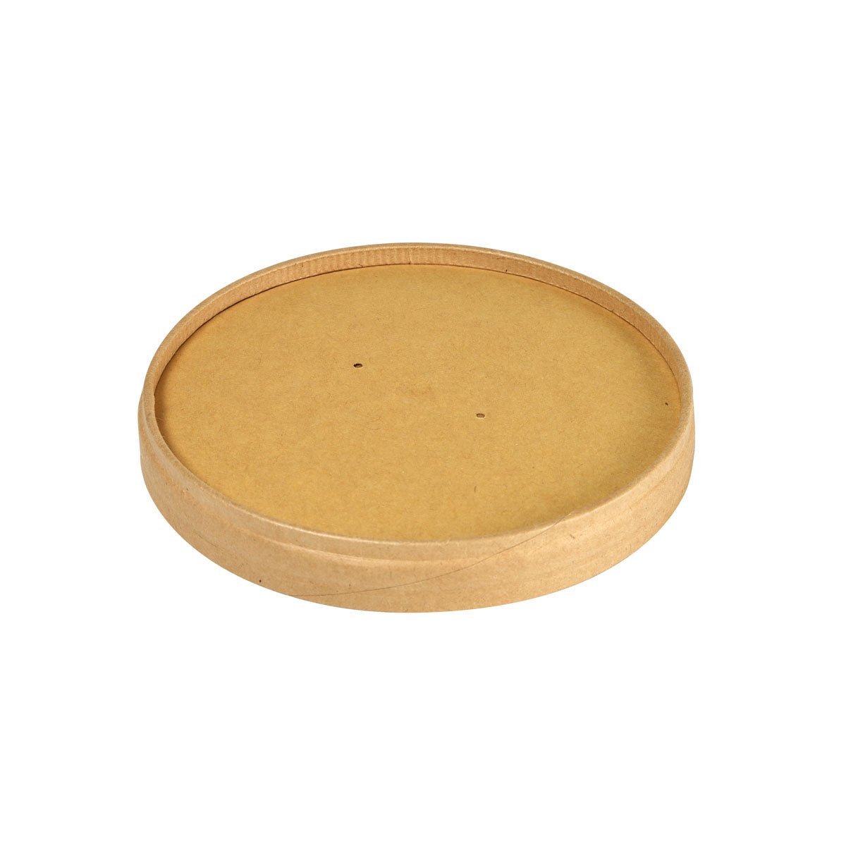 A Duni GmbH SLIM Karton/PLA barna fedél (350/550/750/950 ml, 117x117x19 mm) egy kerek, lapos, FSC-tanúsítvánnyal rendelkező barna kartonfedél PLA bevonattal és megemelt peremmel. 25 darabos csomag fehér háttéren.