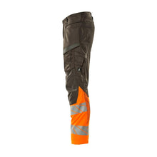 Nadrág térdzsebekkel, sztreccs betétes nadrág, sötét antracit/hi-vis narancs