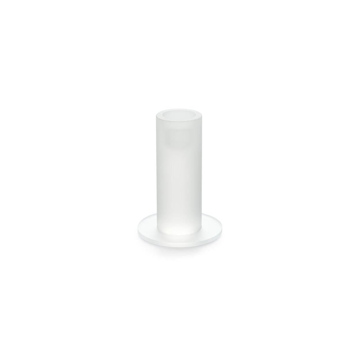 A Duni GmbH üveggyertyatartója, 11 cm-es, fagyott jégcsap formájú, lapos kerek talppal fehér háttéren áll - elegáns téli dekoráció (1 darab).