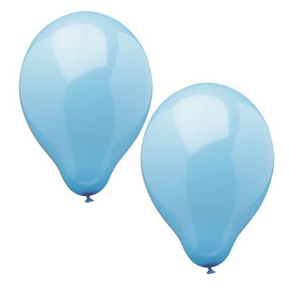 Zehn hochwertige PAPSTAR Luftballons (Ø 25 cm) in hellem Blau von PAPSTAR GmbH, glänzend und ideal verknotet – perfekt für stilvolle Dekorationen vor weißem Hintergrund.
