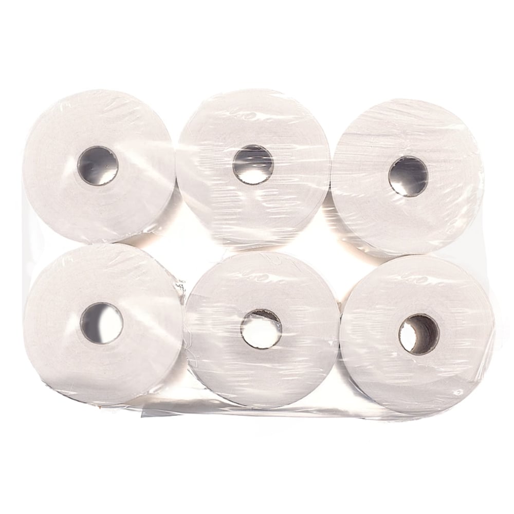 Sechs Scott® Control™ Slimroll™ Handtücher, Weiß, von Kimberly-Clark GmbH, sind als 6 Rollen pro Karton verpackt - perfekt für hygienische Händetrocknung in jedem Waschraum.