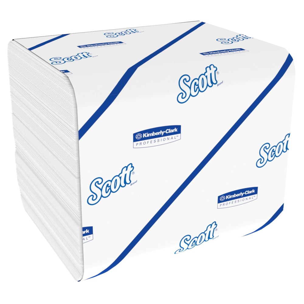 Egy halom Scott® Control™ WC-papír egylaprendszerben, fehér, 36 x 250 lap kartononként a Kimberly-Clark GmbH-tól; kényelmet és tisztaságot biztosít minden mosdóban.