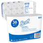 Egy csomag Kimberly-Clark GmbH Scott® Control™ WC-papír 6 csomagot tartalmaz, mindegyik 6 fehér tekercset, 350 lapos; a csomagolás kiemeli a higiéniát és bemutatja a termék részleteit.