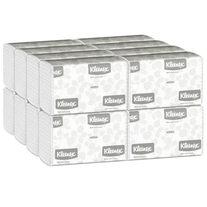 Egy karton 16 csomag Kleenex® kéztörlőt tartalmaz MultiFold Fehér színben, mindegyik Kleenex-logóval és világosszürke mintával, a Kimberly-Clark GmbH-tól - ideális mosdókhoz, amelyek megbízható multifunkcionális kéztörlőket igényelnek (16 x 150 lap).