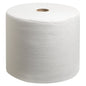 A WypAll® L40 PowerClean nagytekercs fehér színben a Kimberly-Clark GmbH-tól (1 tekercs x 750 törlőkendő) magas nedvszívó képességgel rendelkezik ipari felhasználásra, fehér háttér előtt, üreges magokkal felszerelve.
