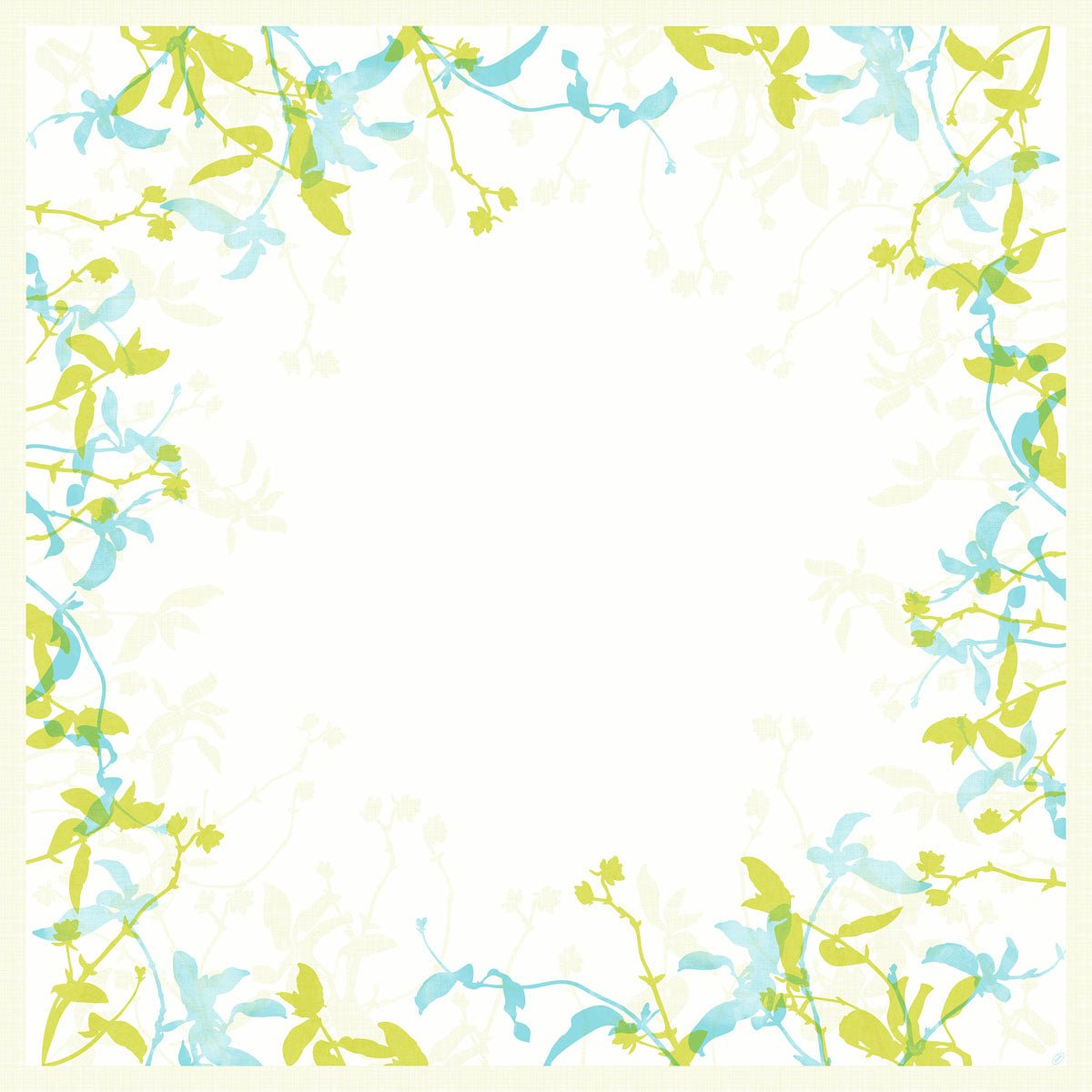 A Dunicel 84x84 cm-es Elise középső terítő a Duni GmbH-tól (20 darabos csomag) elegáns asztali dekorációt kínál: Egy négyzet alakú keret kék és zöld akvarellvirágokkal díszíti a sarkokat és a széleket - tökéletes ünnepi alkalmakra.