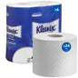 Egy csomag Kleenex® WC-papír a Kimberly-Clark GmbH-tól 6 csomagot tartalmaz, mindegyikben 4 fehér tekercs (160 lap/tekercs); prémium WC-papír a legmagasabb kényelemért.