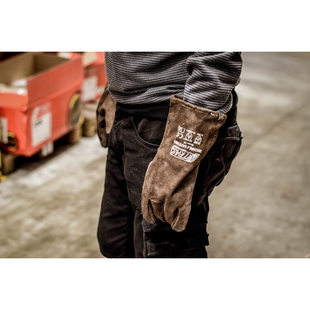 NITRAS SAFE PRO, hegesztőkesztyű, barna, EN 388, EN 12477 hasított bőr | Csomag (12 pár)