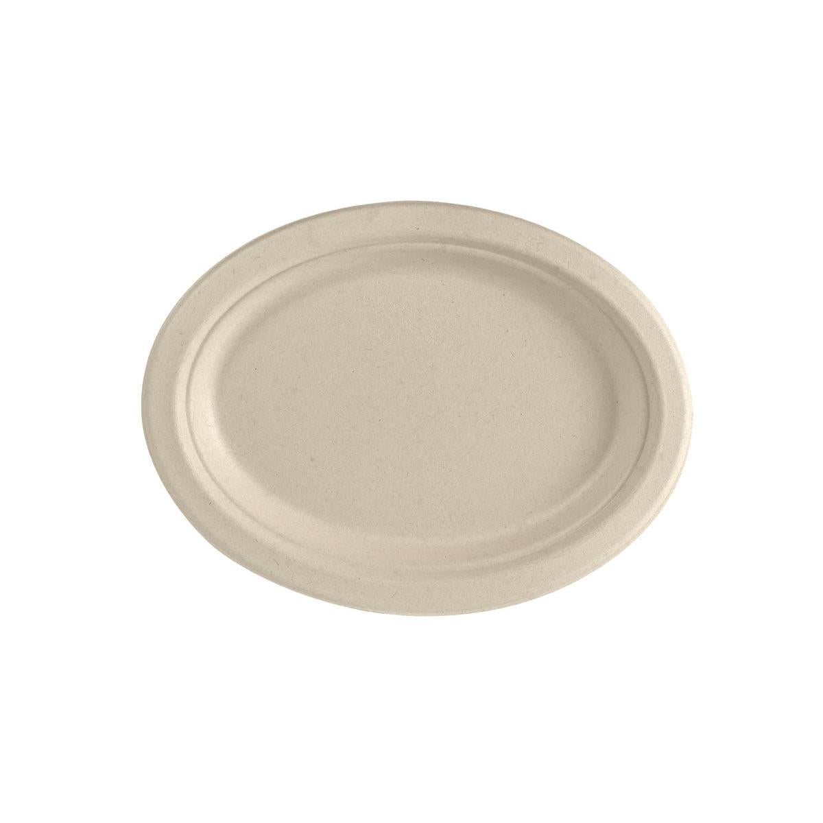 A Duni GmbH 26 cm-es ovális tányér barna bevonat nélküli bagaszból (260x200x20 mm, 50 darab) komposztálható, környezetbarát eldobható edény a fenntartható asztalterítéshez.