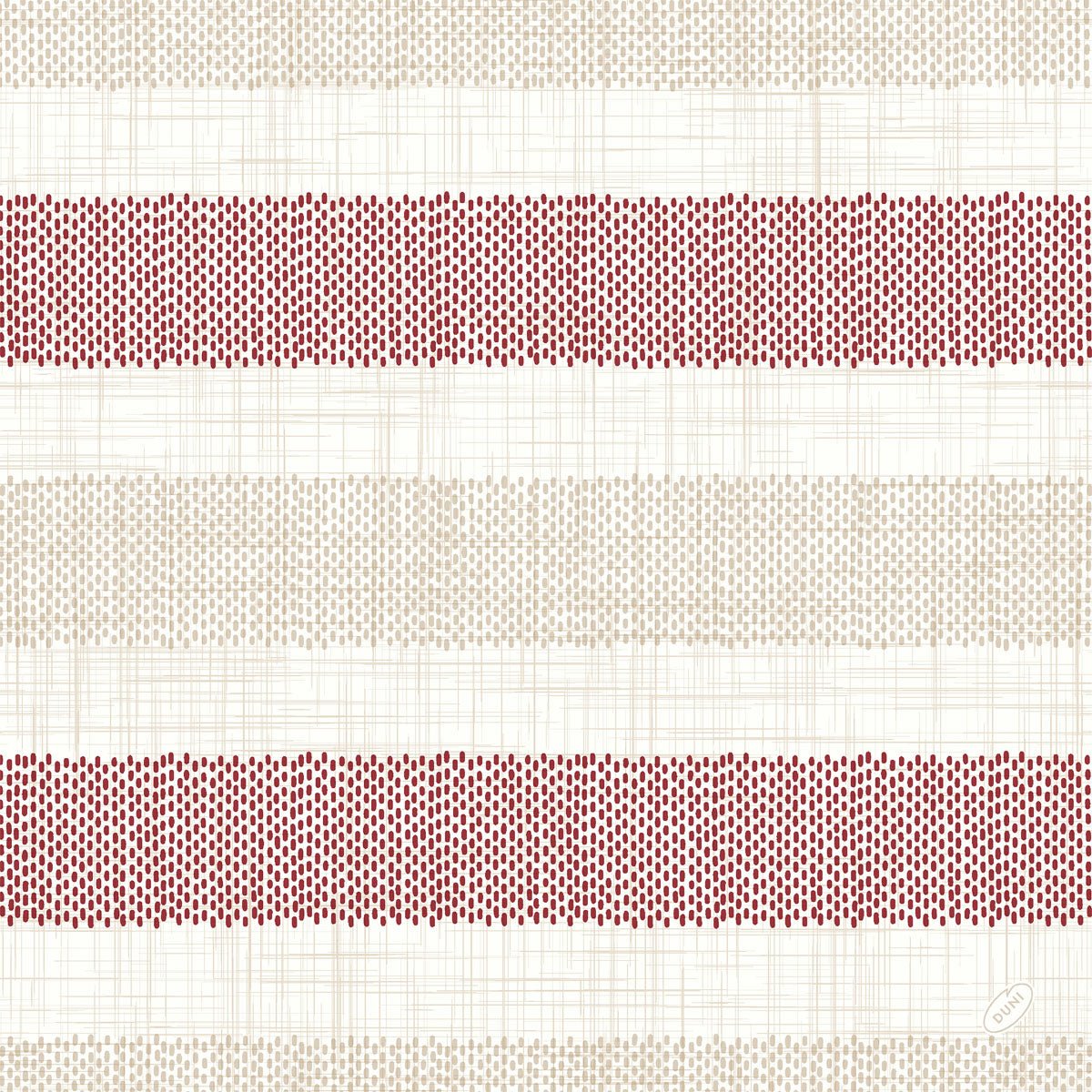 Zellt szalvéták 40x40 cm Klassik Rigato bordó a Duni GmbH-tól: Kiváló minőségű szalvéták széles, bordó csíkokkal, pöttyös mintával és keskeny bézs vonalakkal rácsos kialakításban - tökéletes stílusos asztali dekorációhoz. Csomag 50 darabos.