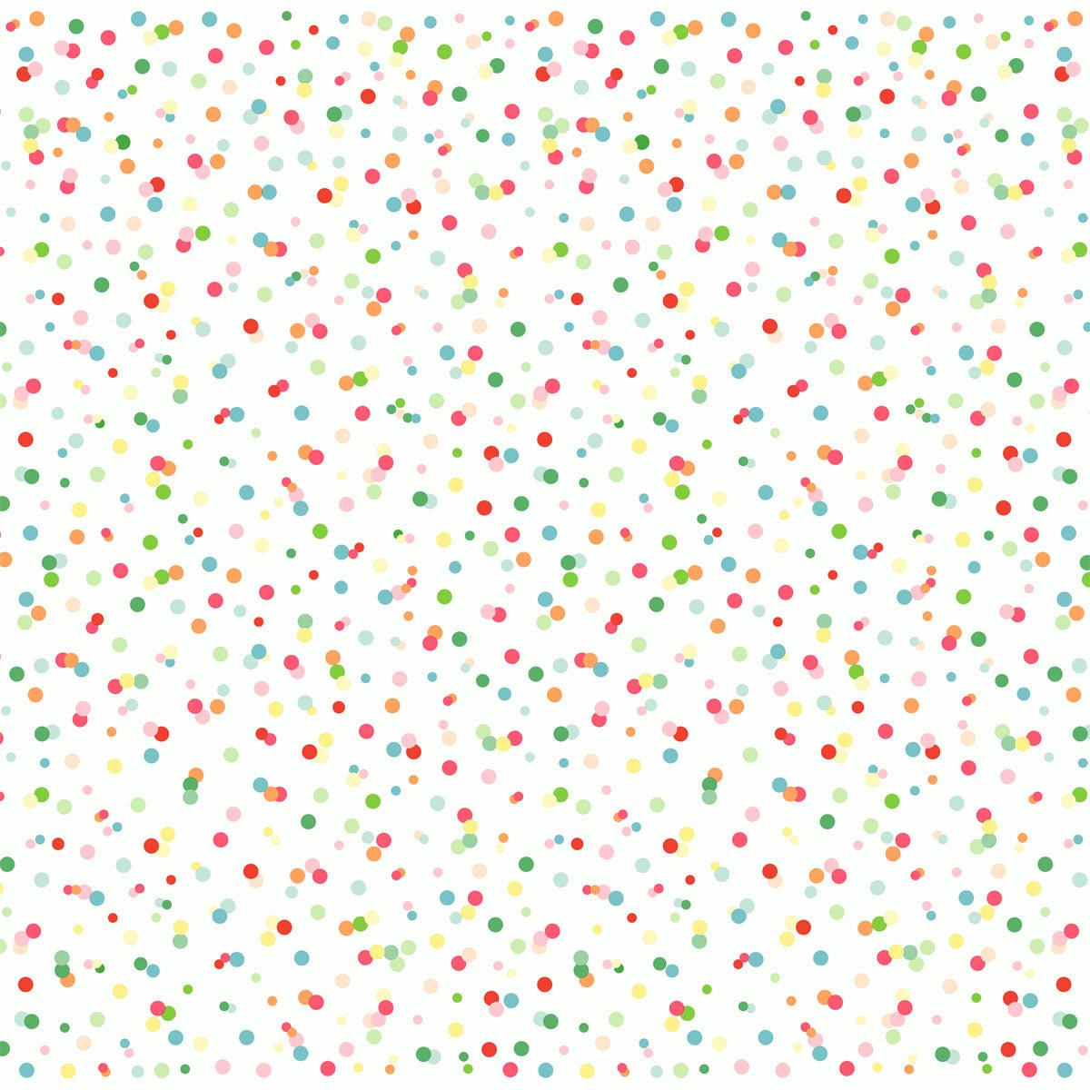 A Duni GmbH "Happy Bubbles" 84x84 cm-es Dunicel középső terítője fehér háttérrel és színes pöttyökkel rendelkezik piros, zöld, rózsaszín, kék és sárga színekben - ideális partykellék gyerek születésnapra. Csomag 20 darabot tartalmaz.