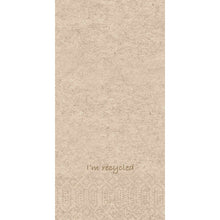 Eine 40 cm lange, 2-lagige Zellstoff-Serviette der Duni GmbH mit dezenter Textur und dem Aufdruck "I'm recycled" im unteren Bereich - ideal für den umweltfreundlichen Gebrauch oder als Teil der Recycled 300P Packung (300 Servietten), 1/8-Falz.