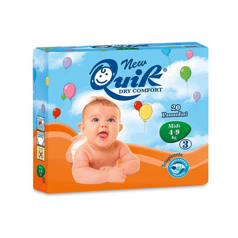 Új Quik babapelenka, Midi, 4 - 9 kg | Csomag (20 db)