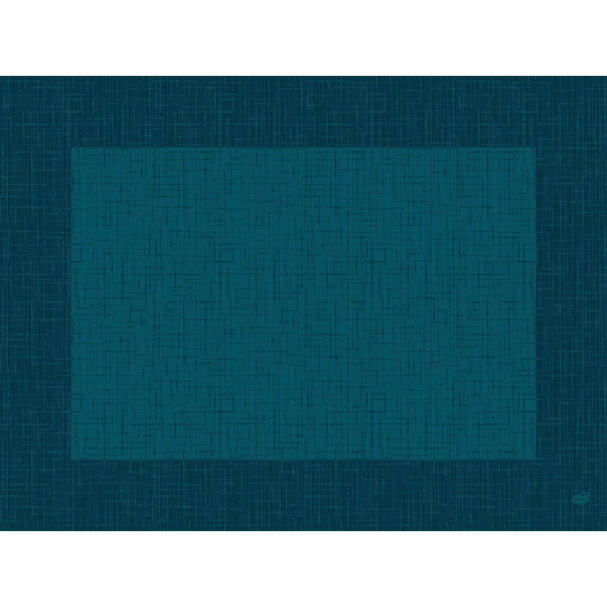 Egy stílusos, biológiailag lebomló Duni GmbH Bio-Dunicel-szett 30x40 Linnea ocean teal asztali alátét finom keresztvonalas mintával és sötét szegéllyel - tökéletes egy fenntartható asztali környezethez. 100 darabos csomag.