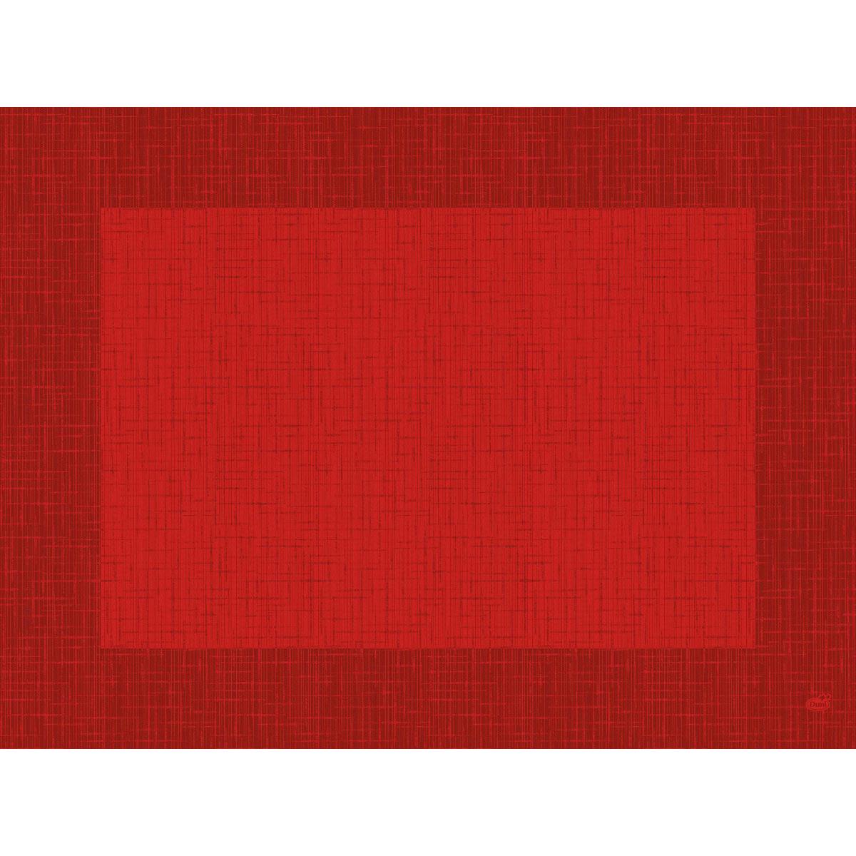 A Duni GmbH Bio-Dunicel-Setjei 30x40 Linnea piros színben kiváló minőségű, piros, téglalap alakú asztalterítők keresztmintával és sötétebb széllel, biológiailag lebomló anyagból - ideális a környezetbarát asztalterítéshez.