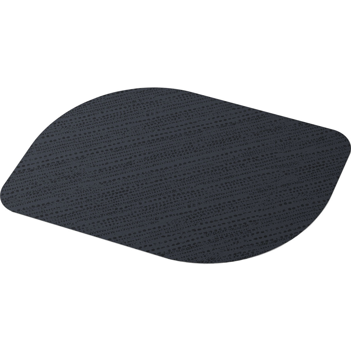 A fotó egyetlen fekete, ovális Bio-Dunicel készletet mutat 28x38cm (Stucco fekete) a Duni GmbH-tól, újrahasznosított papírból készült, és fehér háttér előtt fényképezett. 100 kiváló minőségű asztalterítő csomag.
