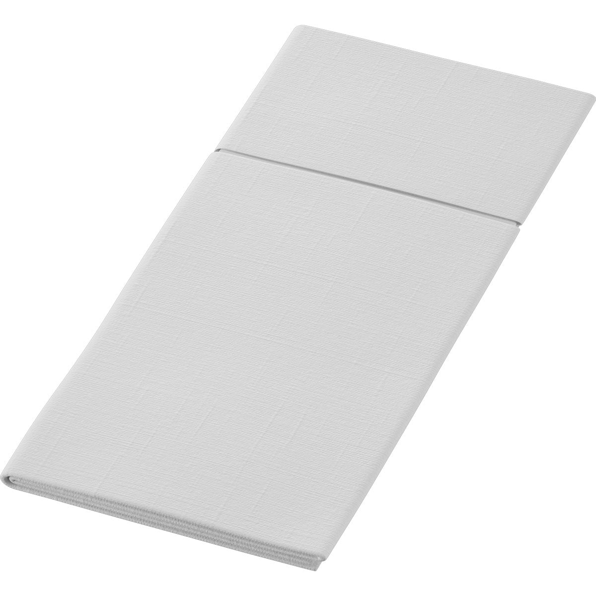 A Duni GmbH Duniletto-Slim 40x33cm egy hajtogatott fehér textilszalvéta finom struktúramintával, tökéletes higiénikus alátétként vagy stílusos alternatívaként, egy egyszerű fehér háttéren ábrázolva.