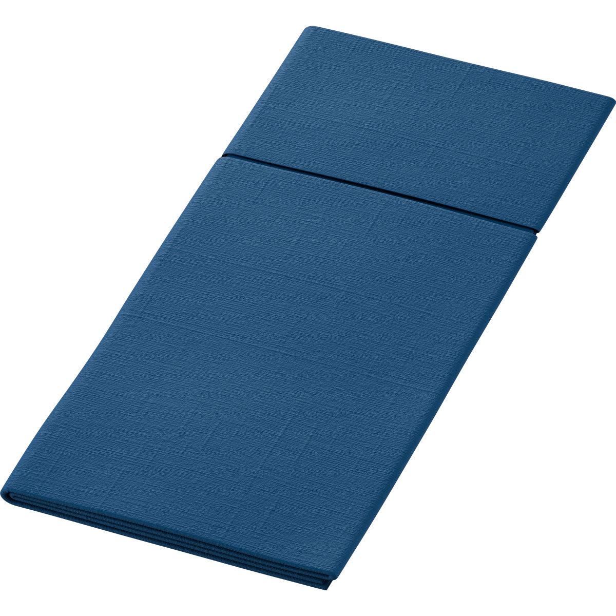 Egy kék háromszor hajtogatott alvómatrac struktúrált felülettel, ideális higiénikus alátétként vagy a Duni GmbH Duniletto-Slim 40x33cm használatához, fehér háttéren.