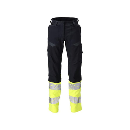 Nadrág, női, DIAMOND, térdzseb, sztreccs nadrág Multisafe, fekete kék/hi-vis sárga