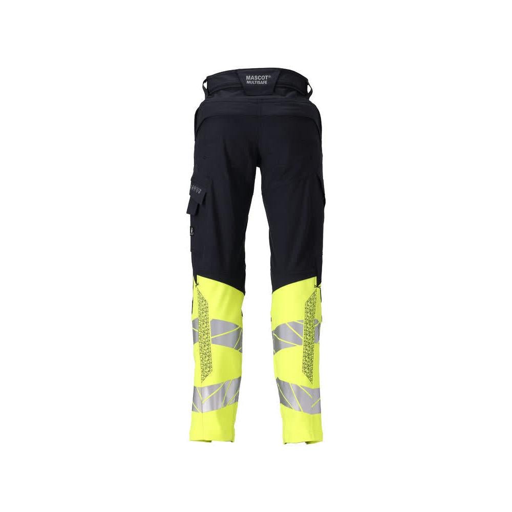 Nadrág, női, DIAMOND, térdzseb, sztreccs nadrág Multisafe, fekete kék/hi-vis sárga