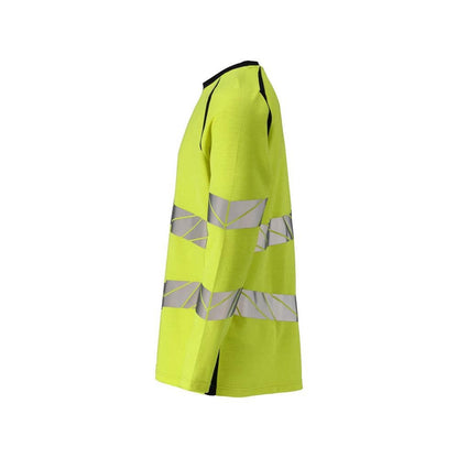 Póló, hosszú ujjú, modern szabású póló Multisafe, hi-vis sárga/fekete-kék