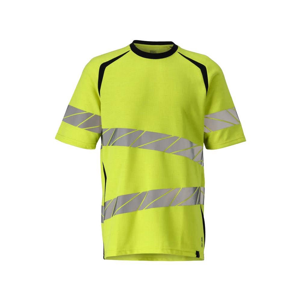 Póló, modern szabású póló Multisafe, hi-vis sárga/fekete-kék