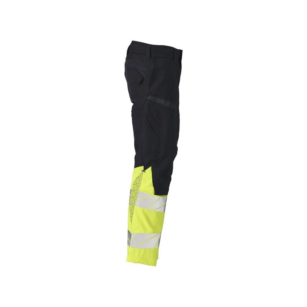 Nadrág térdzsebekkel, sztreccsbetétes Multisafe nadrág, fekete kék/hi-vis sárga