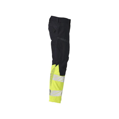 Nadrág térdzsebekkel, sztreccsbetétes Multisafe nadrág, fekete kék/hi-vis sárga