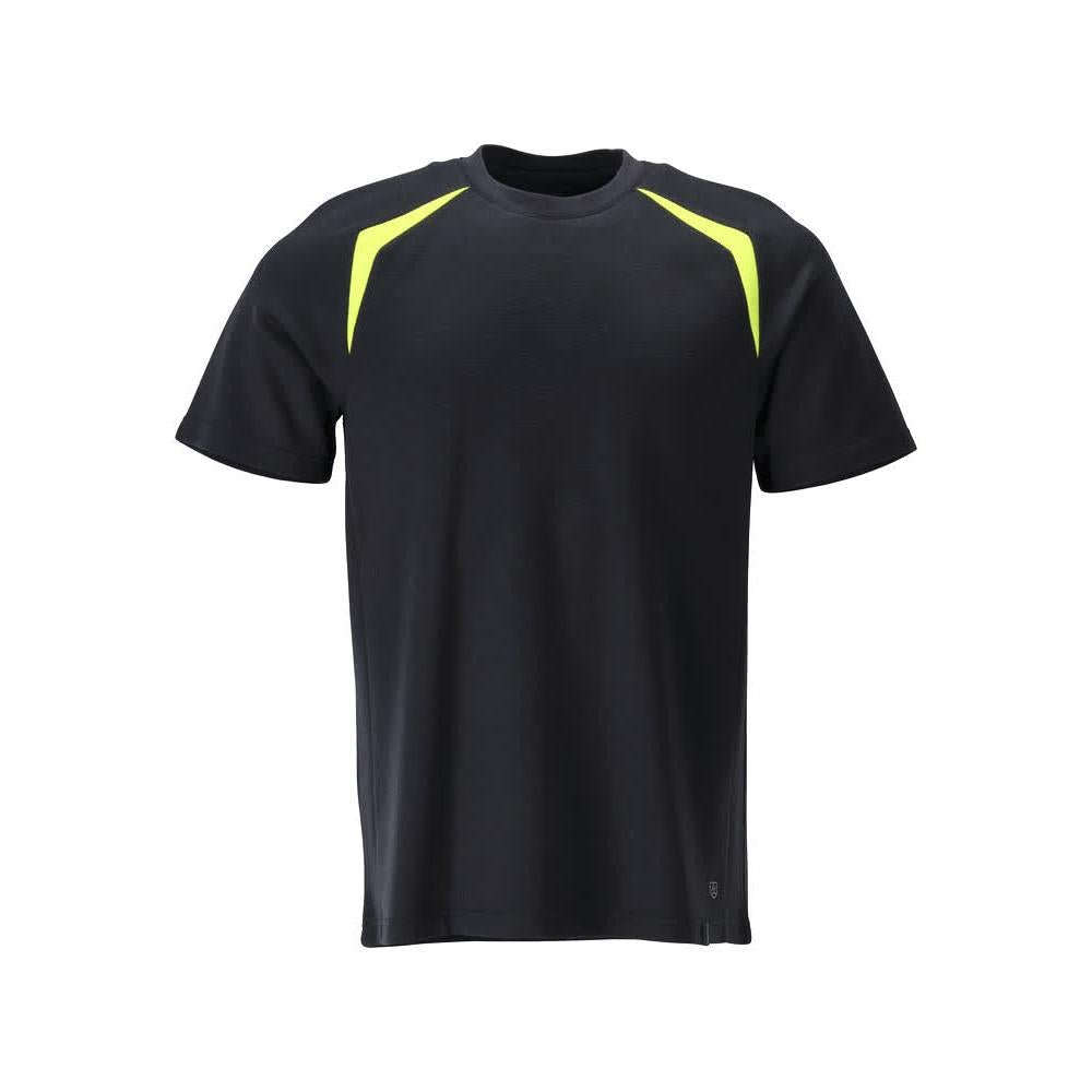 Póló, modern szabású póló Multisafe, fekete kék/hi-vis sárga