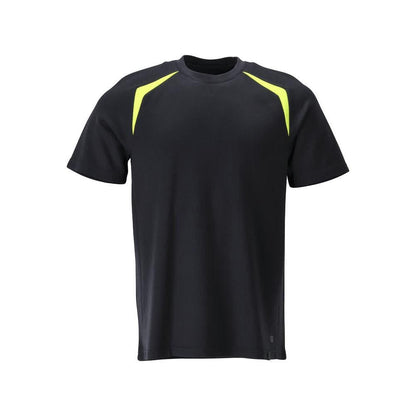 Póló, modern szabású póló Multisafe, fekete kék/hi-vis sárga