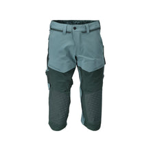 Háromnegyed hosszúságú nadrág, térdzsebek, sztreccs kézműves háromnegyedes nadrág, világos erdőzöld/erdőzöld