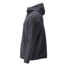 Polár pulóver, kapucni, cipzáras mikropolár kabát, fekete-kék