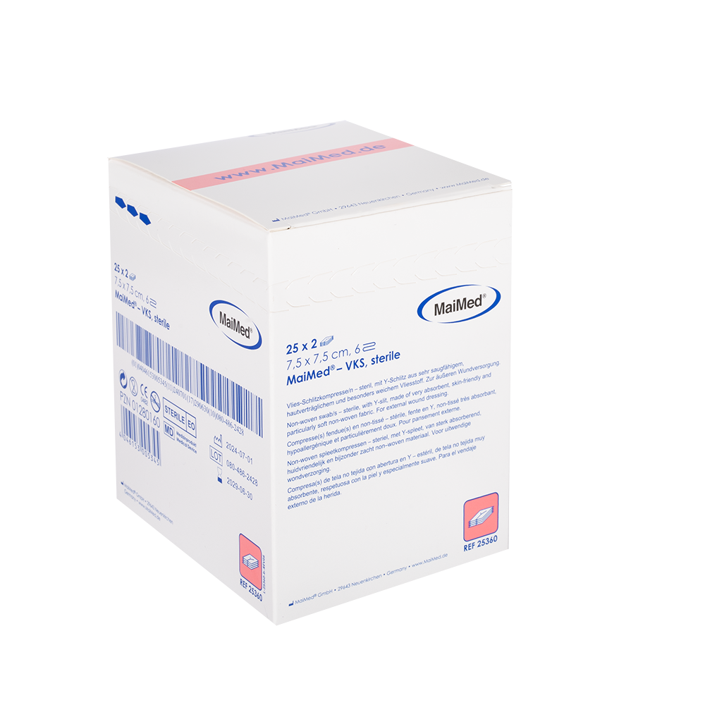 MaiMed-VKS-steril gyapjú hasított borogatások, 25x2 db/doboz