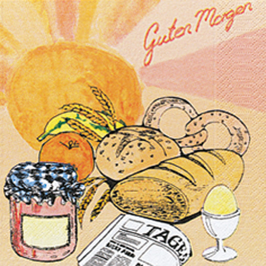 Charmante Illustration mit "Guten Morgen" in rot-ideal für Zellstoffservietten 33x33 cm, 3-lagig, Ein schöner Tag (250 Servietten) von Duni GmbH oder als entzückende Tischdekoration.