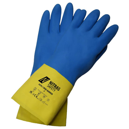 NITRAS DUAL BARRIER, vegyvédelmi kesztyű, sárga/kék