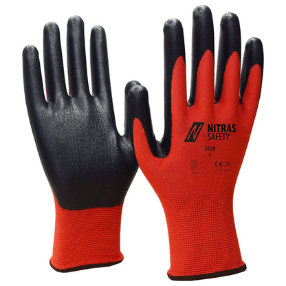 NITRAS nylon kesztyű, piros/fekete