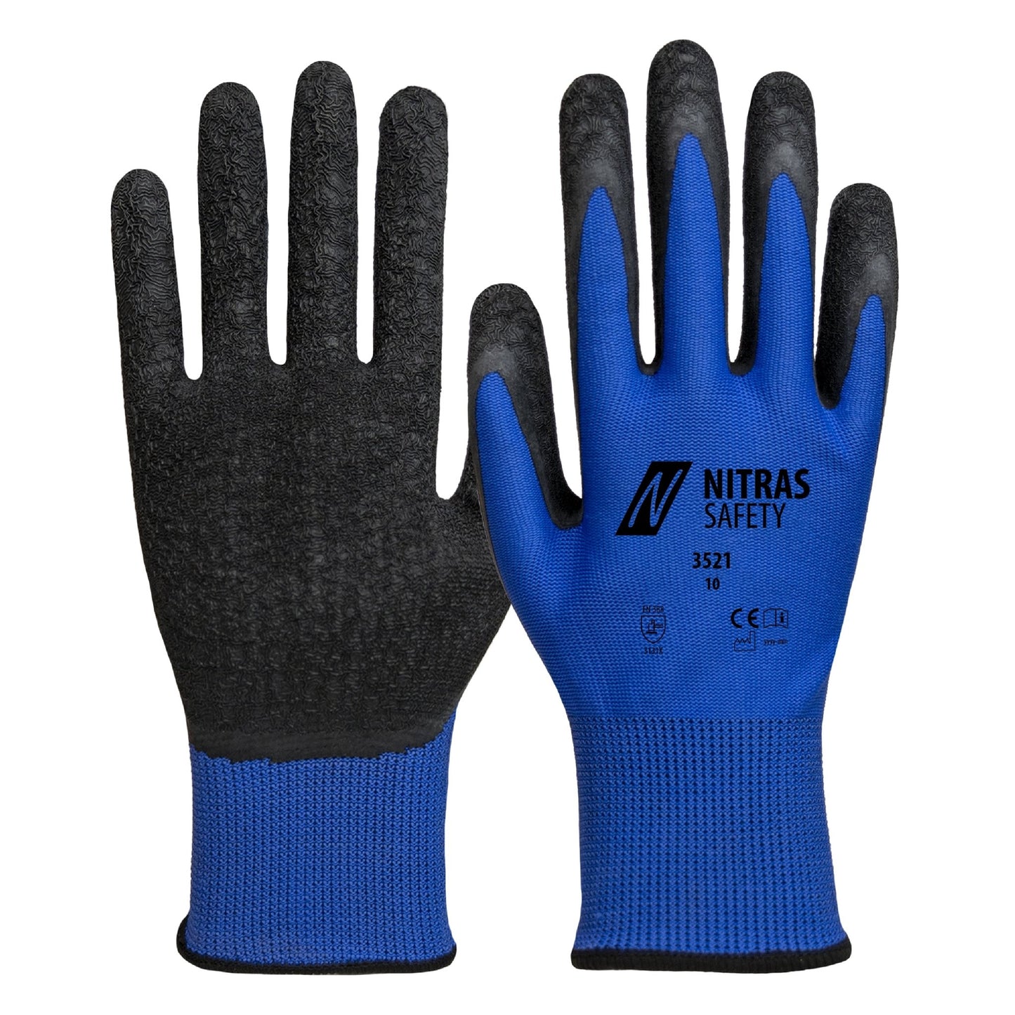 NITRAS nylon kesztyű, kék/fekete